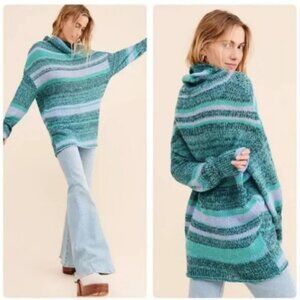 Free People Candy Stripe Tunic Waterfalls Alpaca Wool Sweater